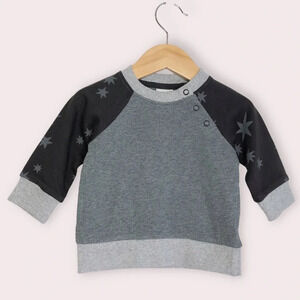 NWT Hanna Andersson sweatshirt gray and black w/ stars‎ size 60cm or 3-6 months